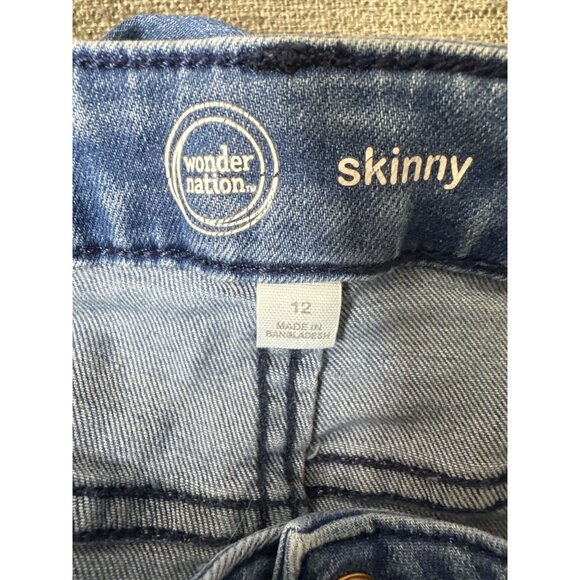 Wonder Nation Girls Skinny Fit Blue Jeans Size 12 Stretch Denim - Picture 5 of 7